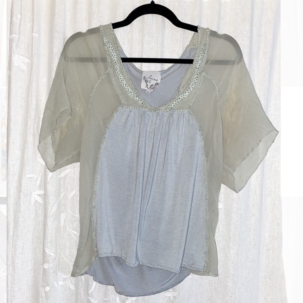 Green, sheer top